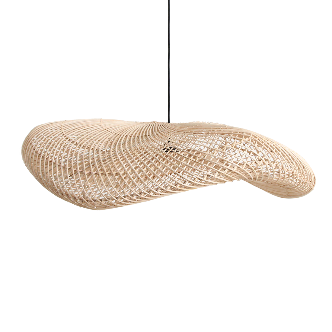Raw Materials Wave Rotan Hanglamp Xl - Ø90x22 Cm - KwaliteitWonen.nl