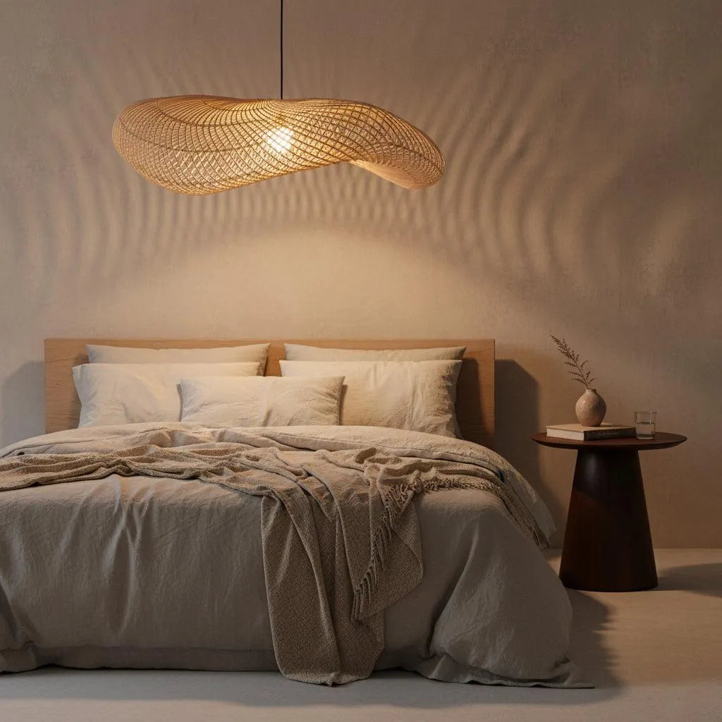 Raw Materials Wave Rotan Hanglamp Xxl - Ø115x35 Cm - KwaliteitWonen.nl