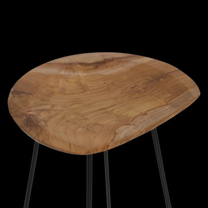 Raw Materials Loft Teakhouten Barkruk Naturel - 41x42x77cm