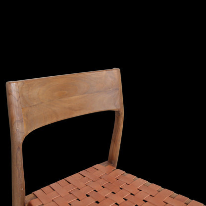 Raw Materials Freya Teak Eetkamerstoel Met Leer - Naturel (Set Van 2)