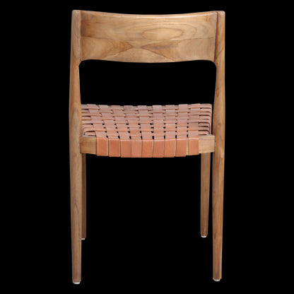 Raw Materials Freya Teak Eetkamerstoel Met Leer - Naturel (Set Van 2)