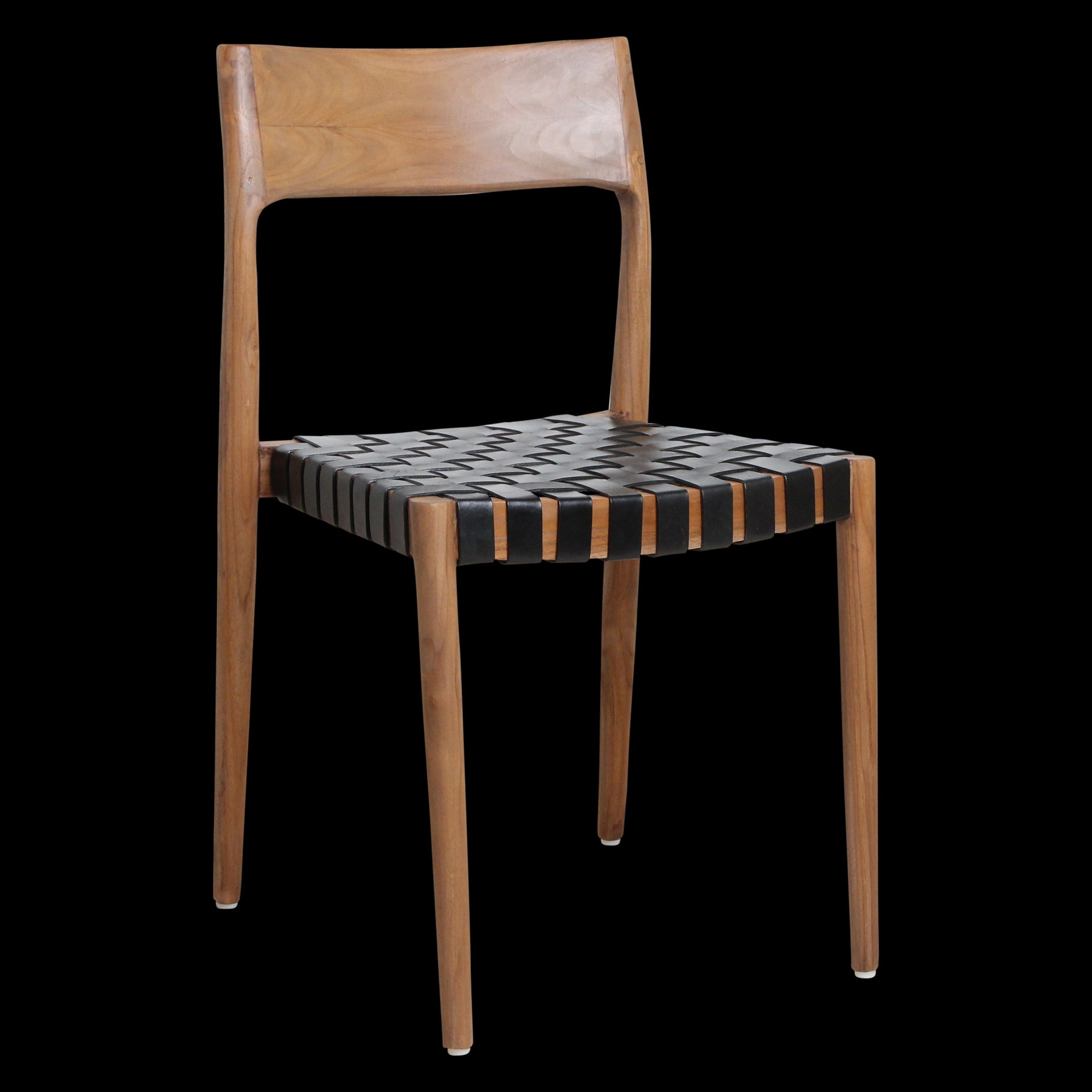 Raw Materials Freya Teak Eetkamerstoel Met Leer - Zwart (Set Van 2)