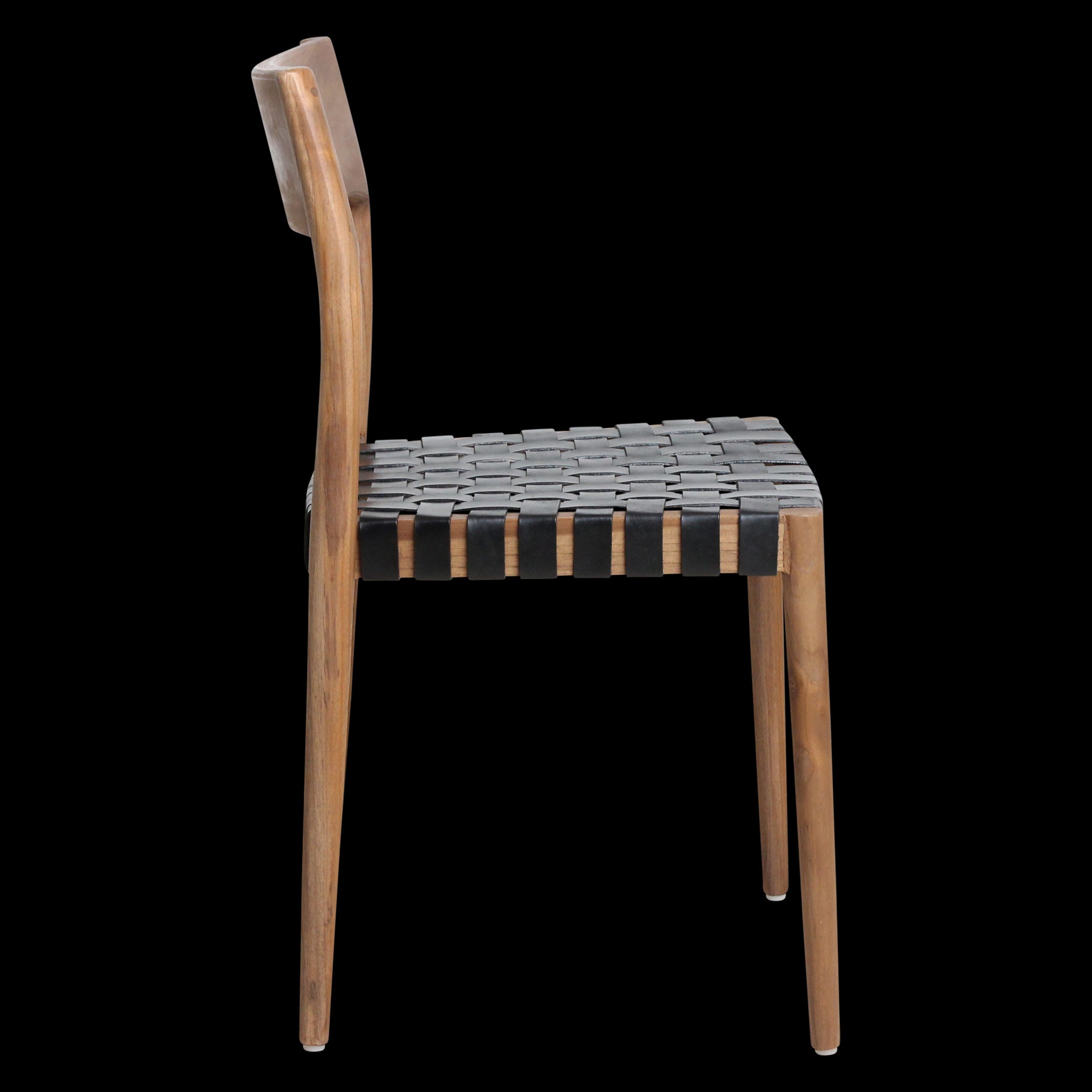 Raw Materials Freya Teak Eetkamerstoel Met Leer - Zwart (Set Van 2)