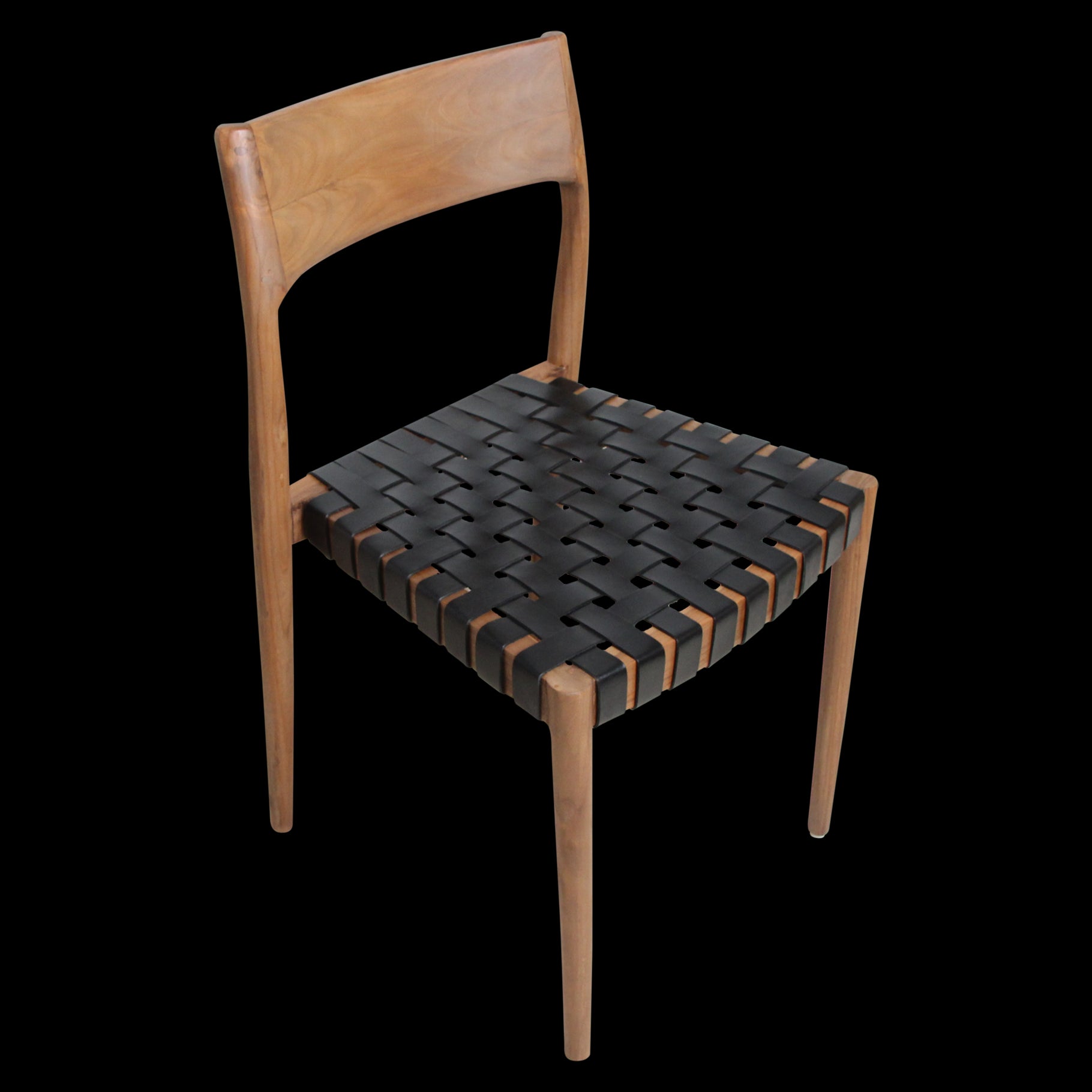 Raw Materials Freya Teak Eetkamerstoel Met Leer - Zwart (Set Van 2)