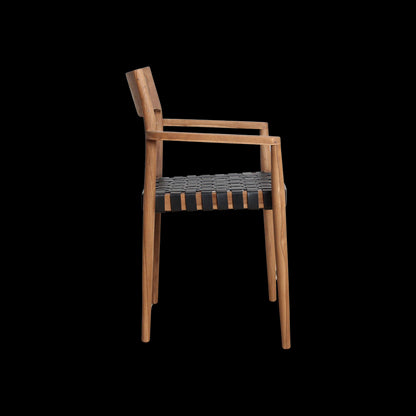 Raw Materials Freya Teak Eetkamerstoel Met Armleuning - Zwart (Set Van 2)