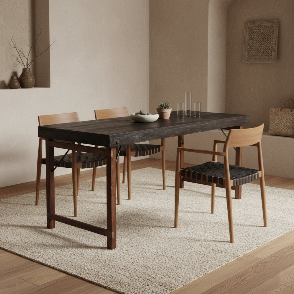 Raw Materials Freya Teak Eetkamerstoel Met Armleuning - Zwart (Set Van 2)