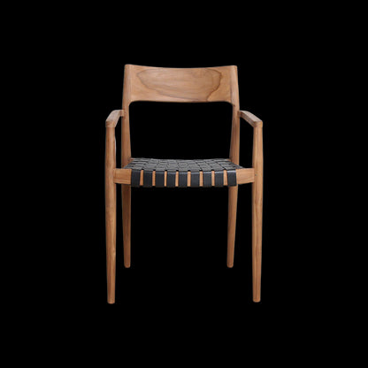 Raw Materials Freya Teak Eetkamerstoel Met Armleuning - Zwart (Set Van 2)