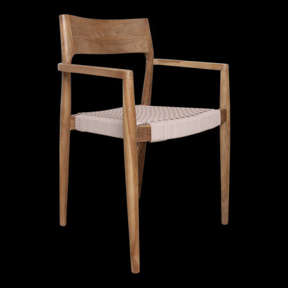 Raw Materials Freya Donker Teakhouten Tuinstoel Met Armleuning - Naturel (Set Van 2)