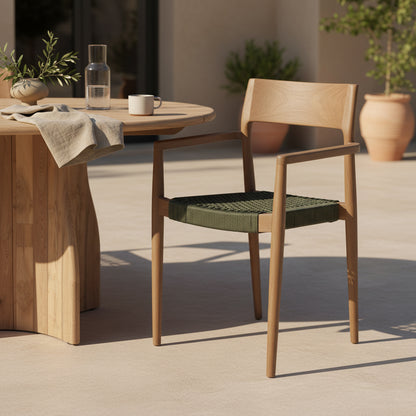 Raw Materials Freya Donker Teakhouten Tuinstoel Met Armleuning - Groen (Set Van 2)