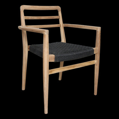 Raw Materials Verano Teak Tuinstoel Met Armleuning - Zwart (Set Van 2)