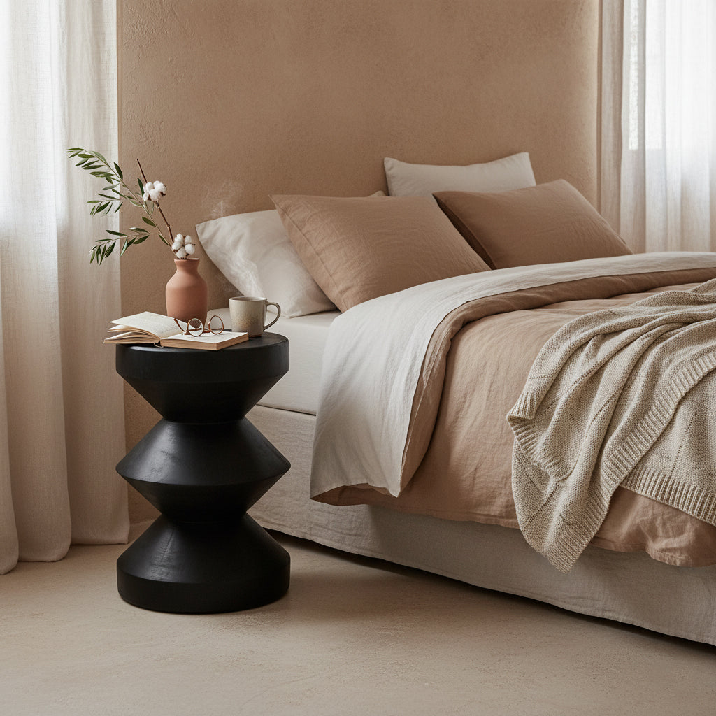 Raw Materials Teakhouten Bijzettafel Rizo Zwart