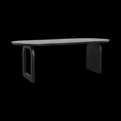 Raw Materials Eettafel Mangohout Zwart 200x90cm Mix Onderstel