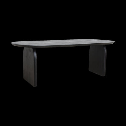 Raw Materials Eettafel Mangohout Zwart 200x90cm Gesloten Onderstel