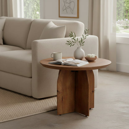 Raw Materials Bullnose Mangohouten Bijzettafel Cross Ø 55 Cm