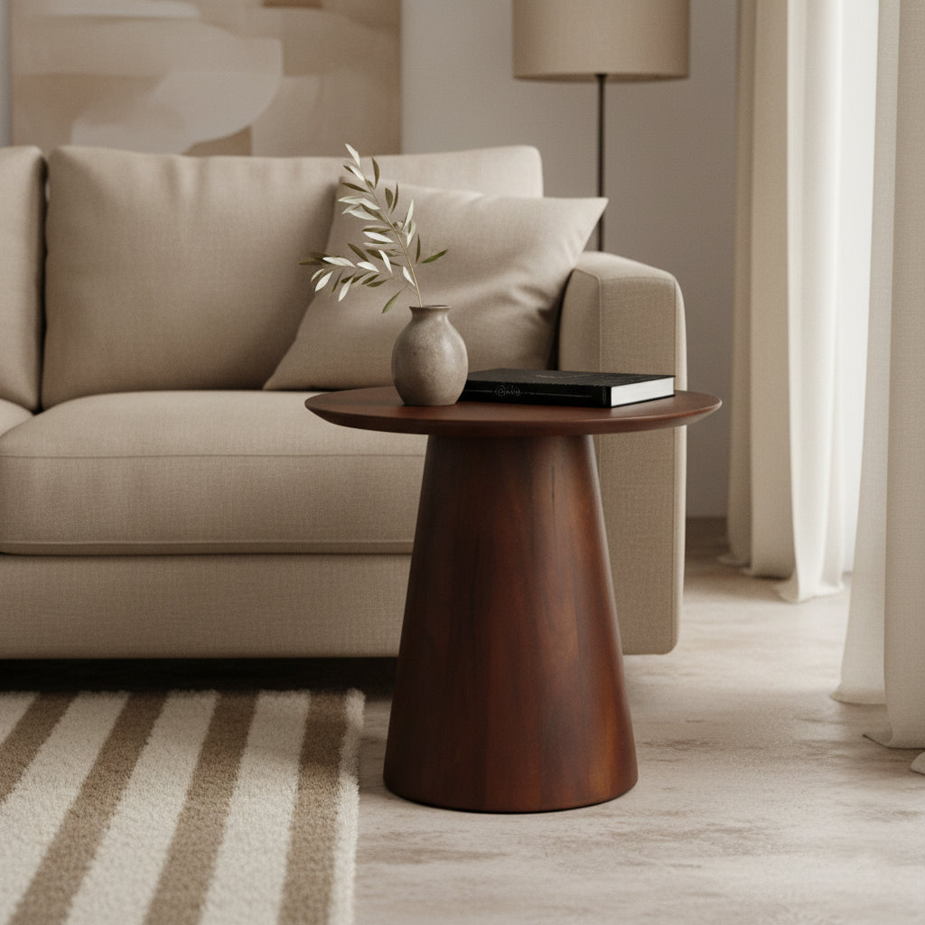 Raw Materials Bullnose Mangohouten Bijzettafel Cone Ø 50 Cm