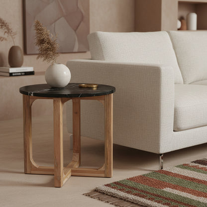 Raw Materials Marmeren Bijzettafel Mangohout - Zwart