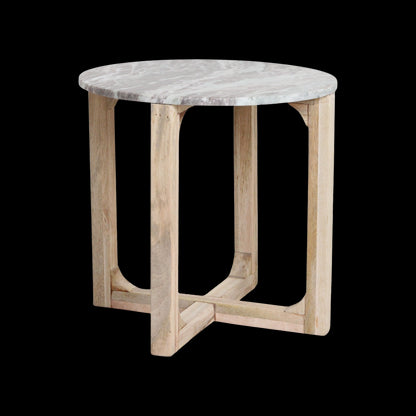 Raw Materials Marmeren Bijzettafel Rond - Bruin Wit