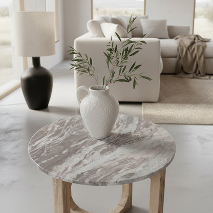 Raw Materials Marmeren Bijzettafel Rond - Bruin Wit