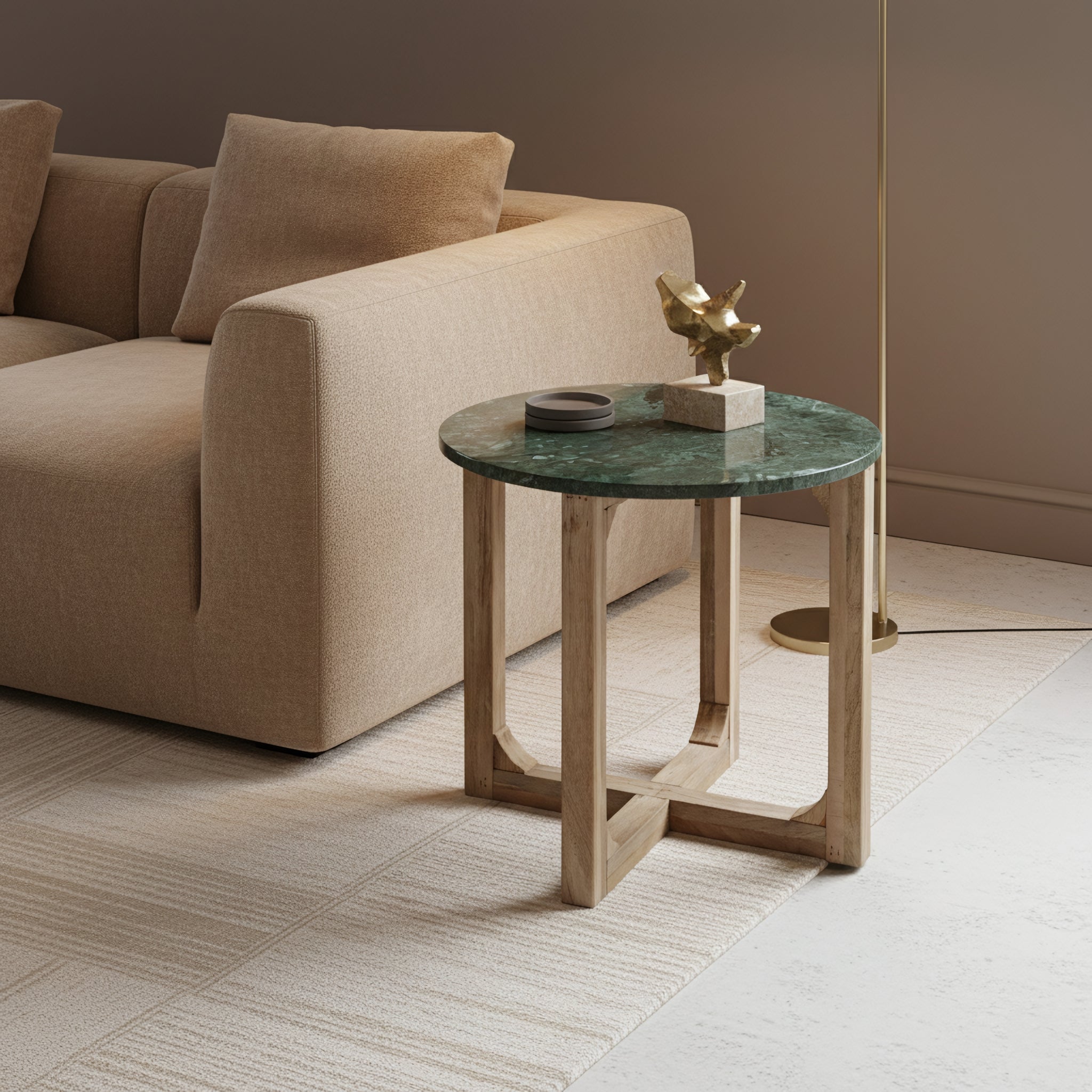 Raw Materials Marmeren Bijzettafel Rond - Groen