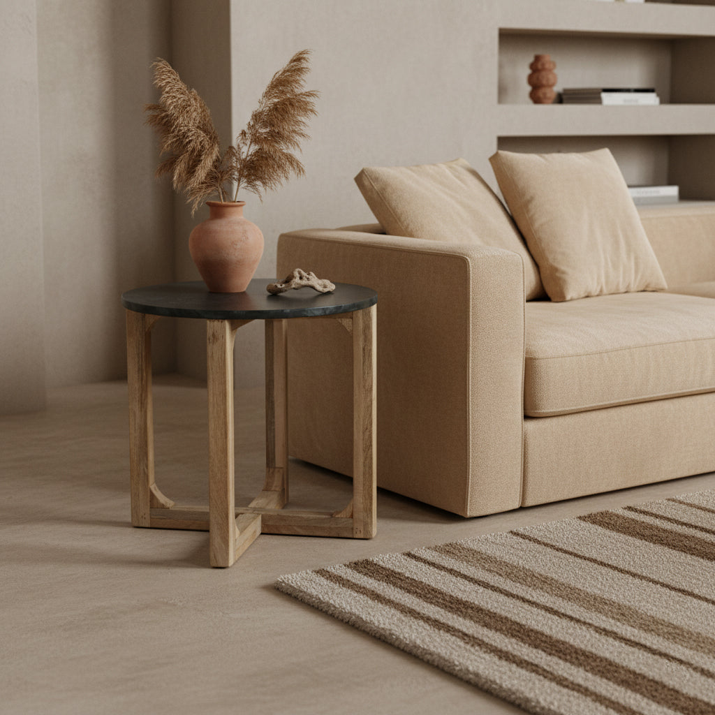 Raw Materials Marmeren Bijzettafel Rond - Groen