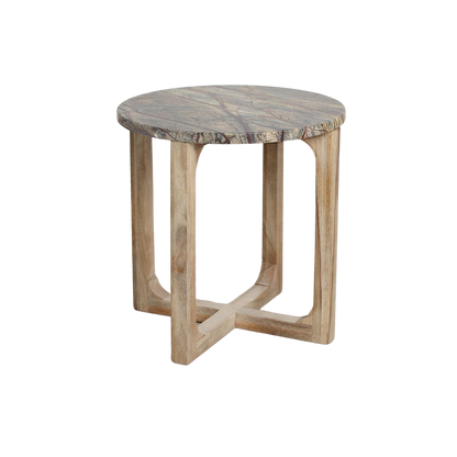 Raw Materials Bijzettafel Bizar Rond 50cm Marmer Bruin