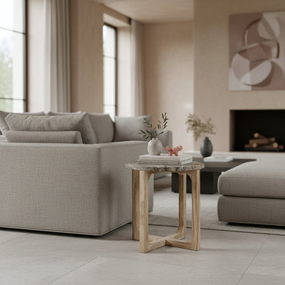 Raw Materials Bijzettafel Bizar Rond 50cm Marmer Bruin