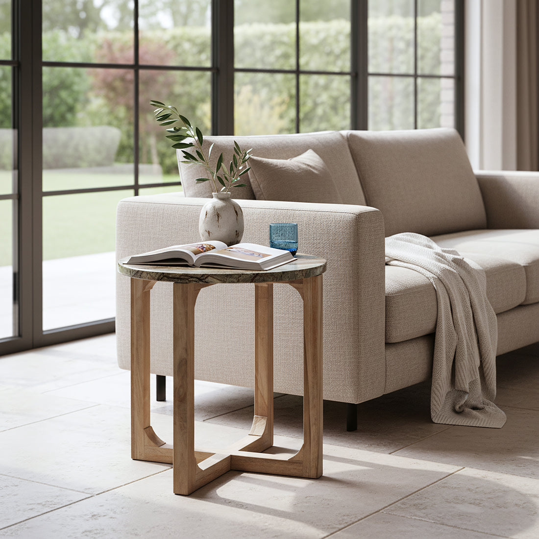 Raw Materials Bijzettafel Bizar Rond 50cm Marmer Bruin