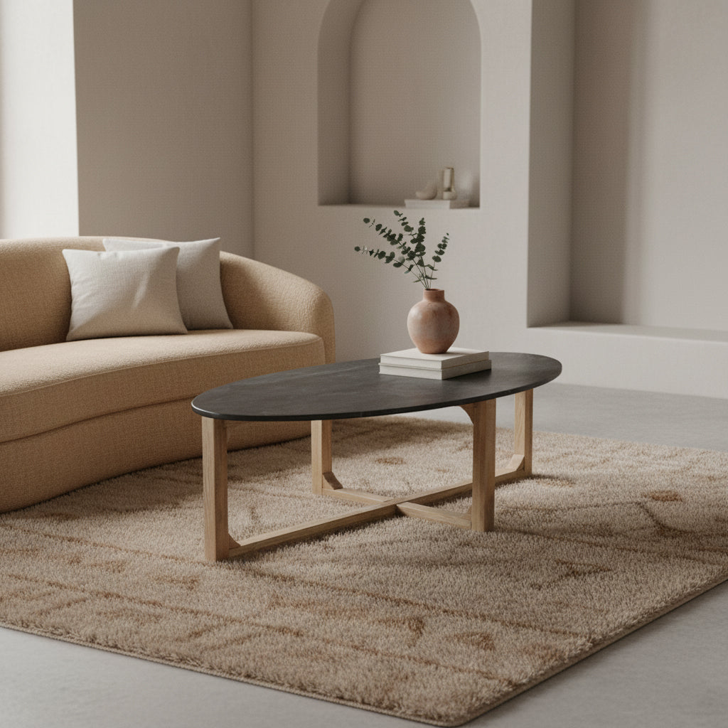 Raw Materials Ovale Marmeren Salontafel Zwart 120x60cm