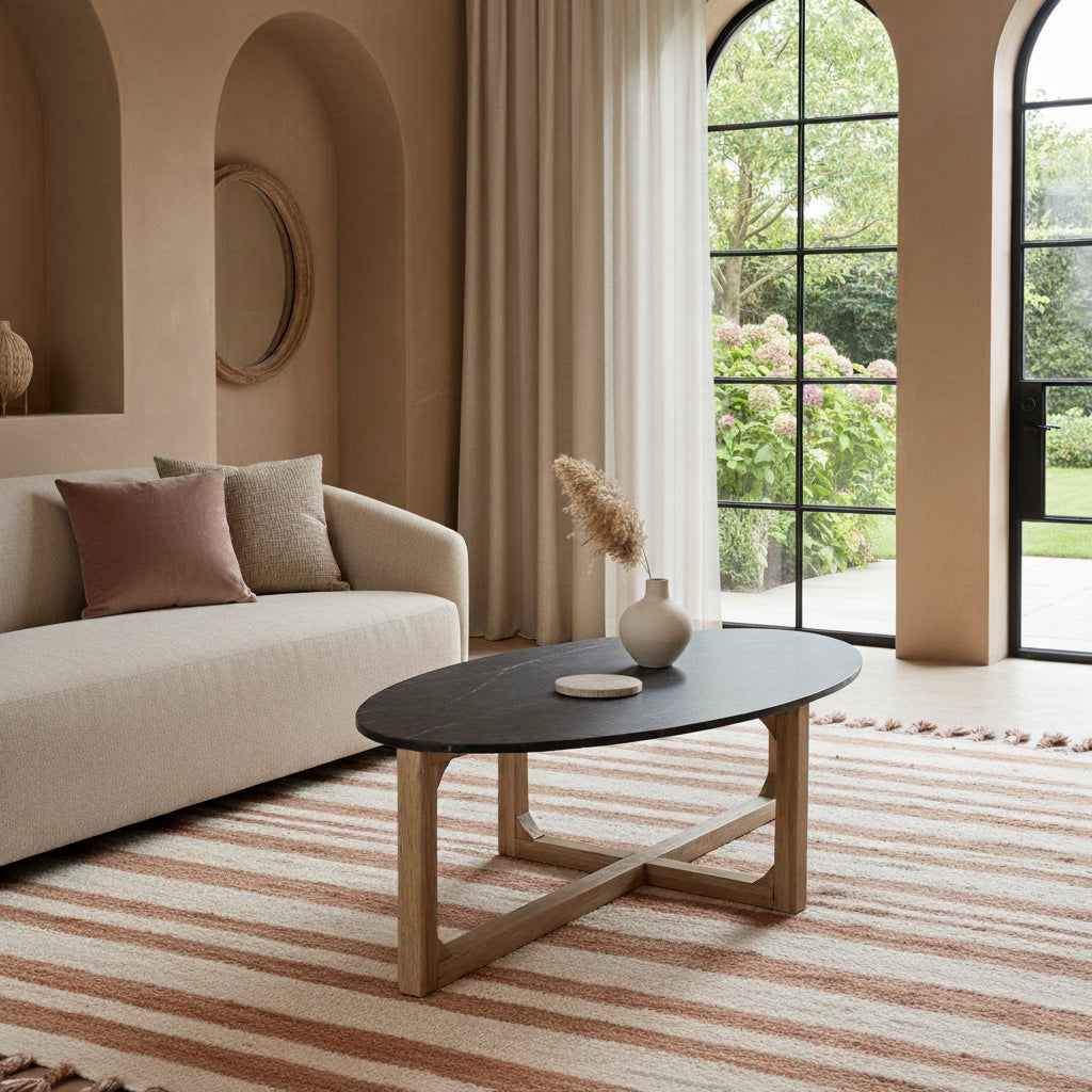 Raw Materials Ovale Marmeren Salontafel Zwart 120x60cm