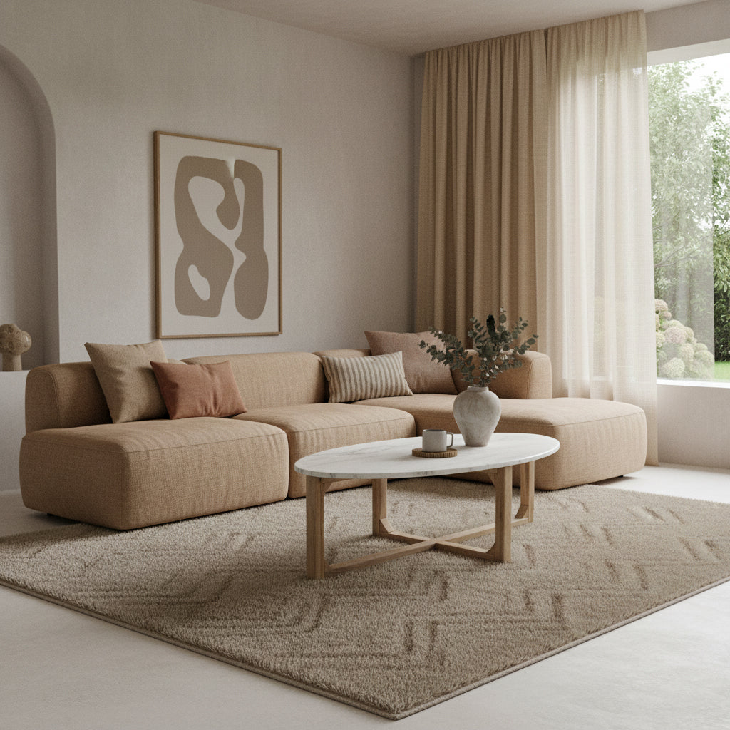 Raw Materials Ovale Marmeren Salontafel - Wit 120x60cm