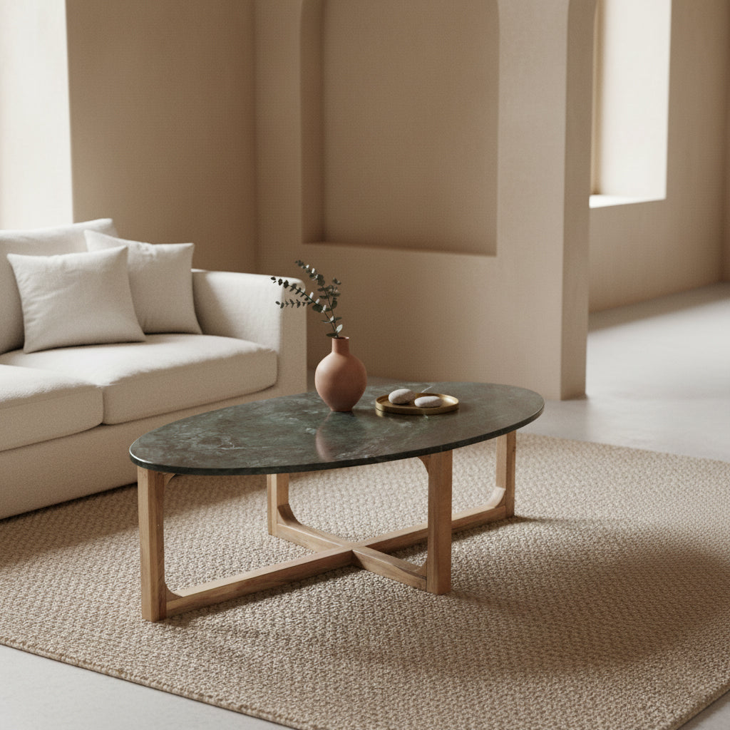 Raw Materials Ovale Marmeren Salontafel Groen 120x60cm