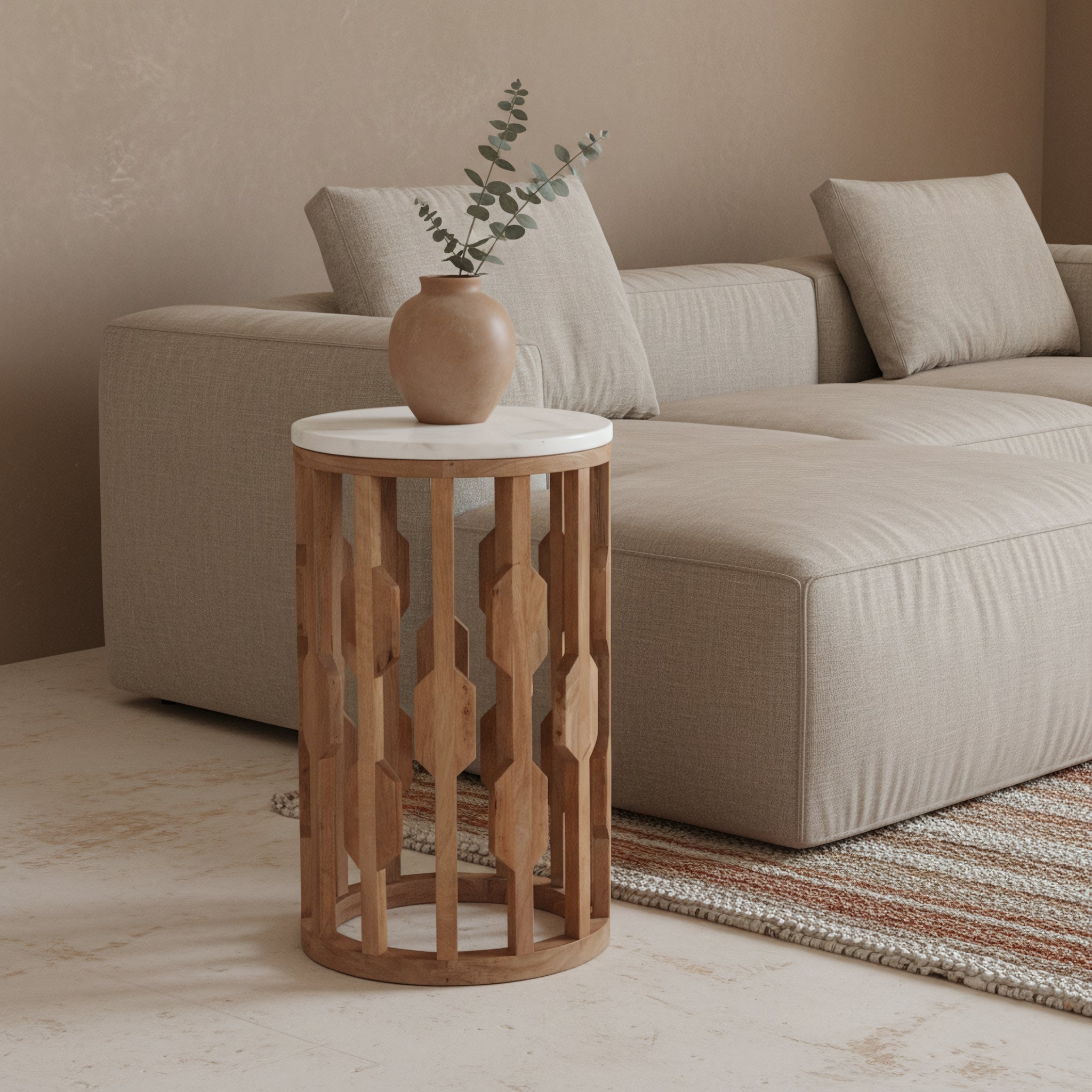 Raw Materials Atjeh Marmeren Bijzettafel - Wit