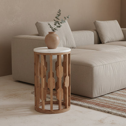 Raw Materials Atjeh Marmeren Bijzettafel - Wit