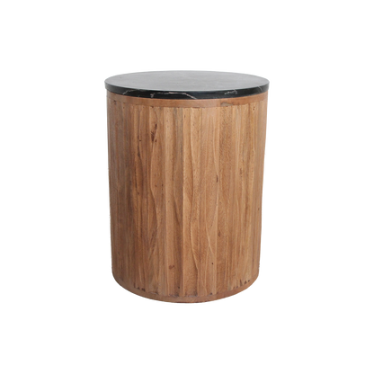 Raw Materials Bijzettafel Langkawi Rond 40cm Marmer Zwart