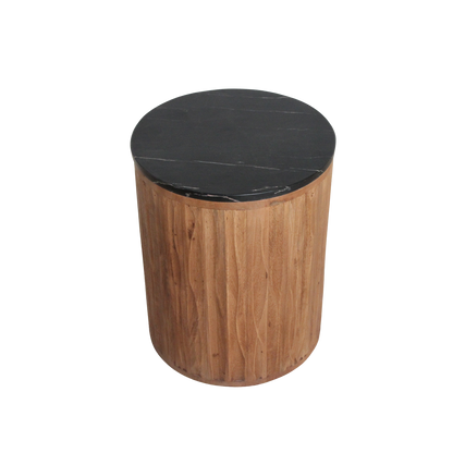 Raw Materials Bijzettafel Langkawi Rond 40cm Marmer Zwart