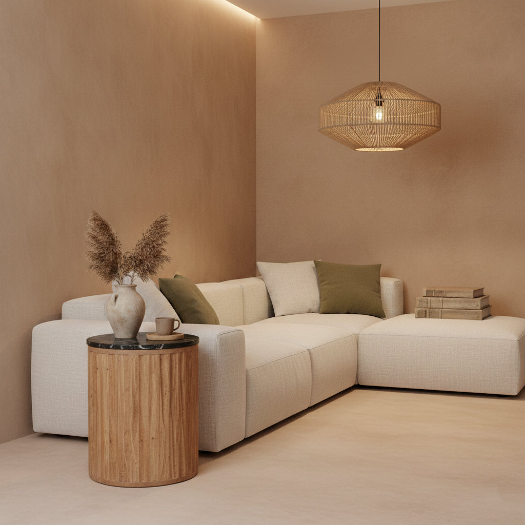 Raw Materials Bijzettafel Langkawi Rond 40cm Marmer Zwart