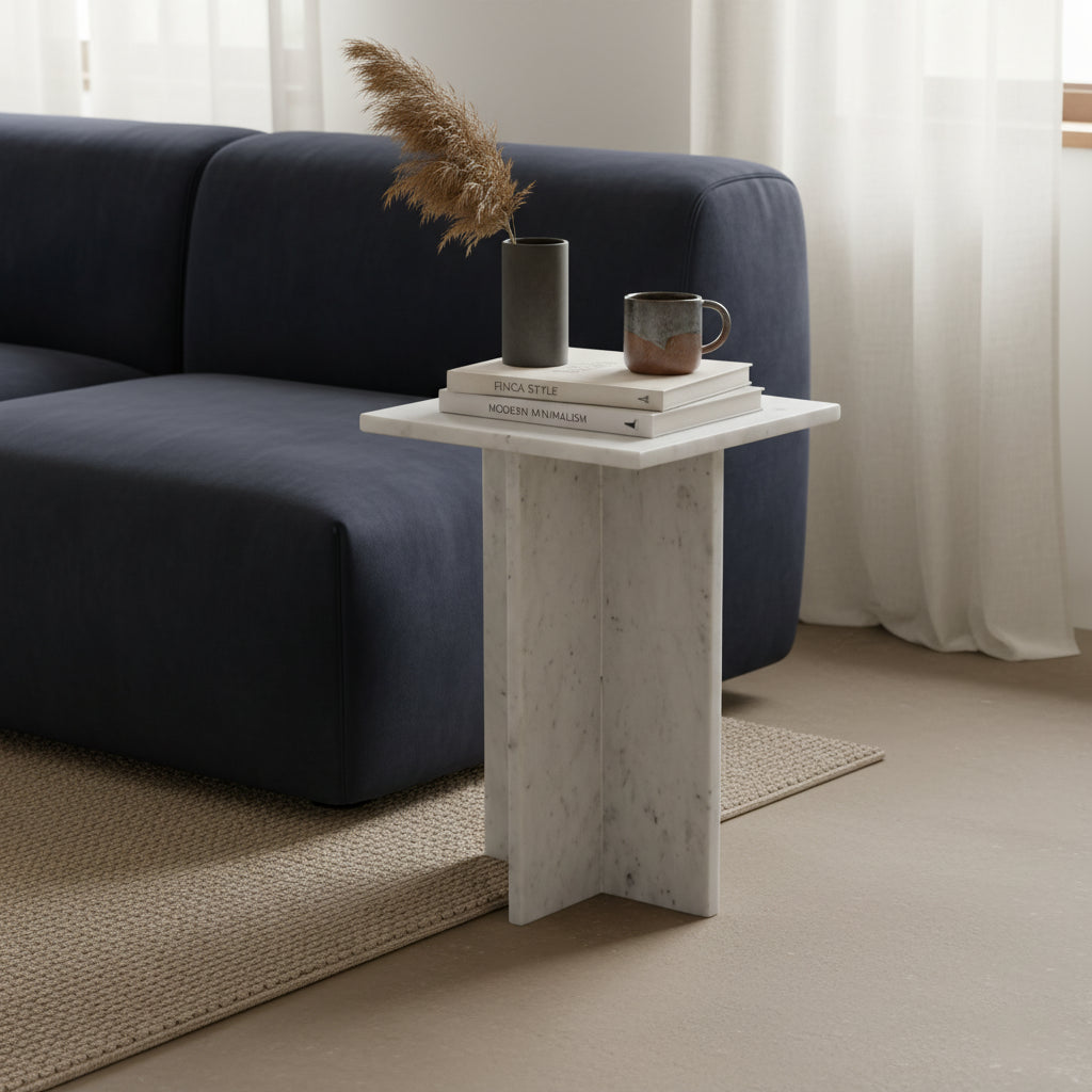 Raw Materials Bijzettafel Beijing 35x35cm Wit Marmer