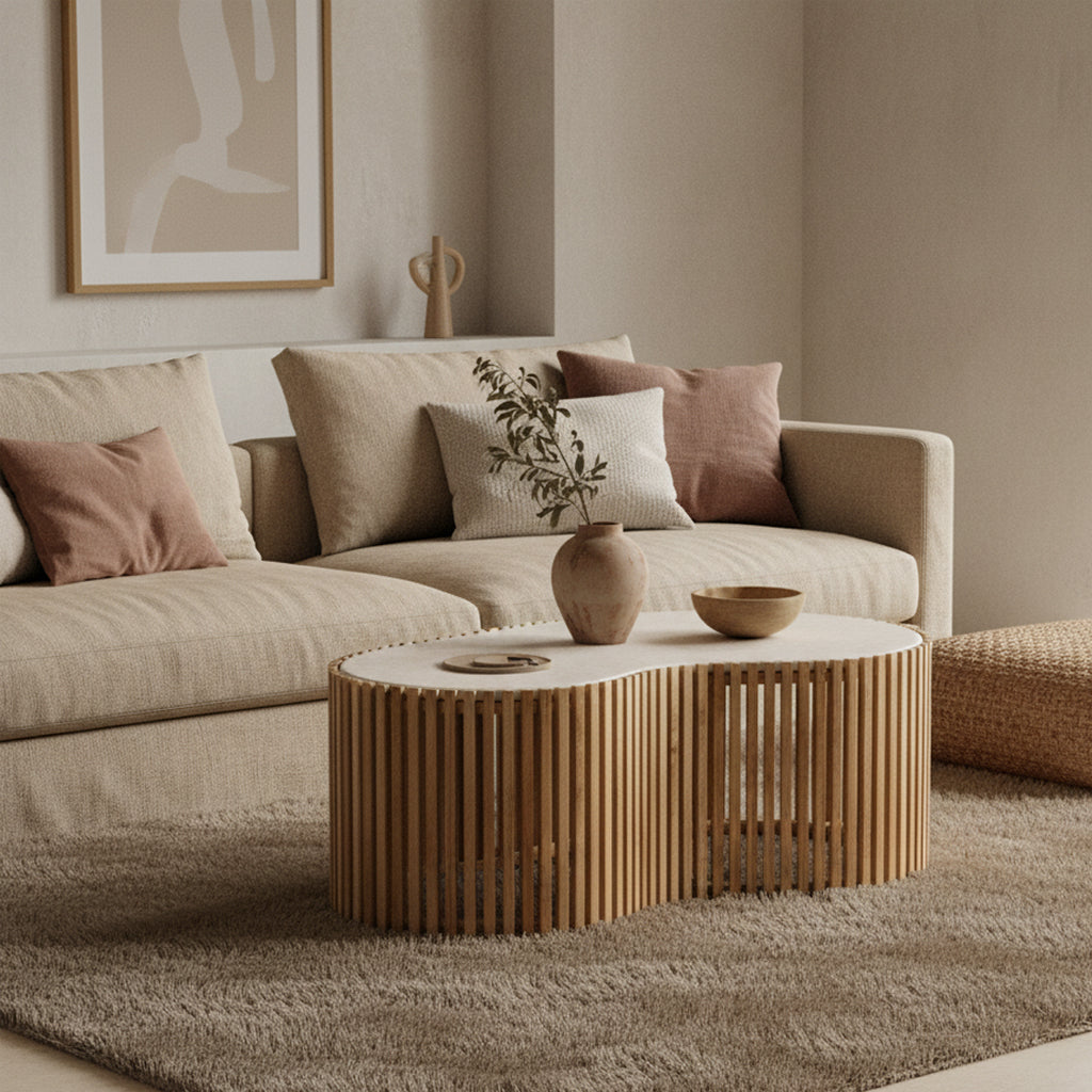 Raw Materials Marmeren Salontafel 93x54cm Sungkai Hout