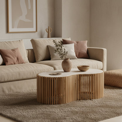 Raw Materials Marmeren Salontafel 93x54cm Sungkai Hout