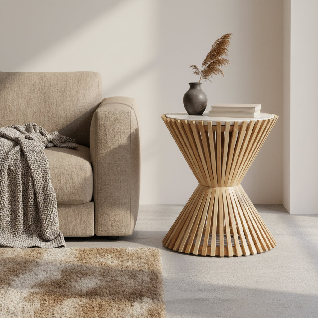 Raw Materials Bijzettafel Infinity Hourglass Rond 46cm Marmer