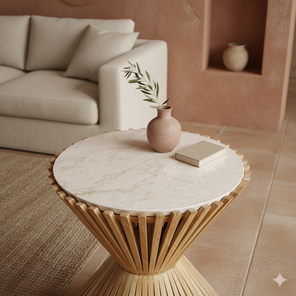 Raw Materials Bijzettafel Infinity Hourglass Rond 46cm Marmer