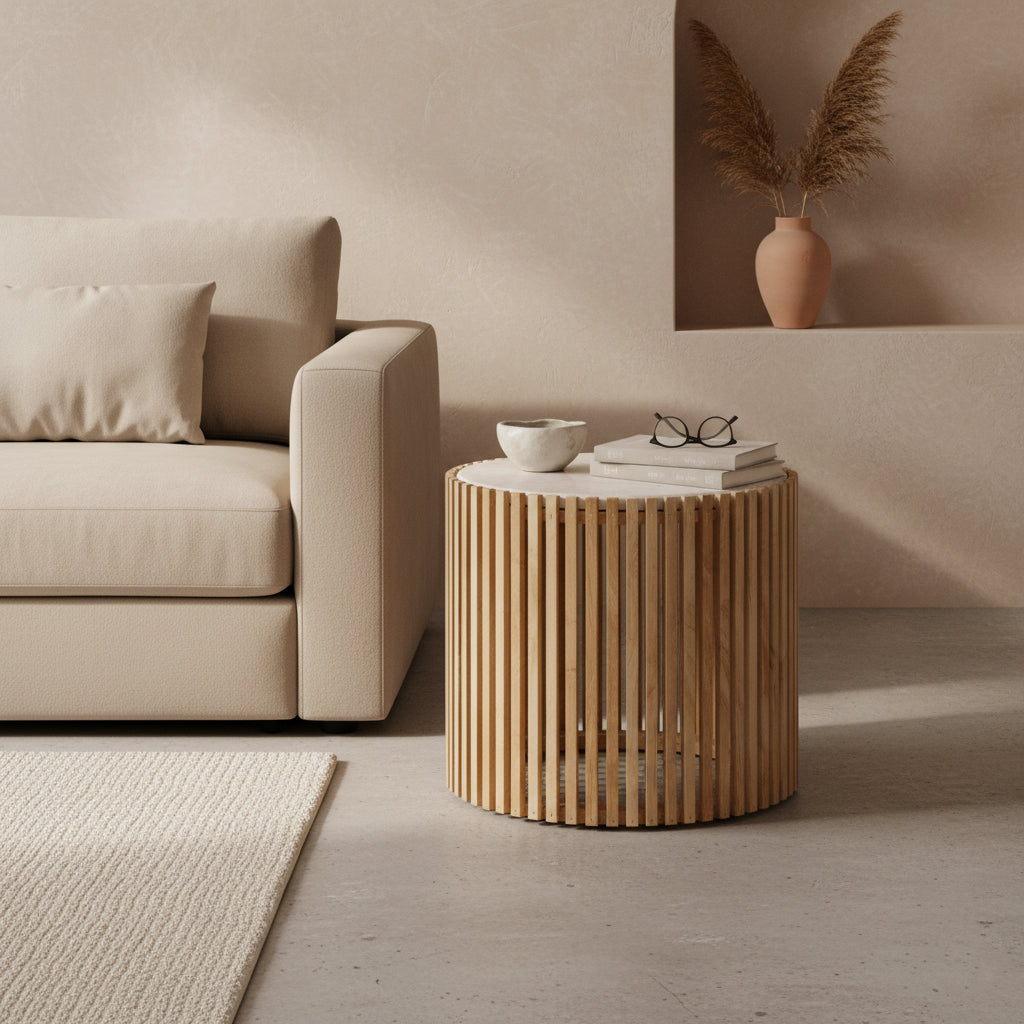 Raw Materials Bijzettafel Infinity Ovaal 52x42cm Marmer Naturel