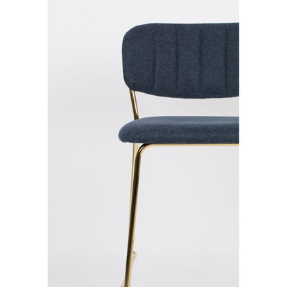 White Label Living Barkruk Jolien Goud Donkerblauw - KwaliteitWonen.nl