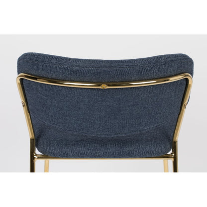 White Label Living Barkruk Jolien Goud Donkerblauw - KwaliteitWonen.nl