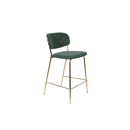 White Label Living Barkruk Jolien Goud Donkergroen - KwaliteitWonen.nl