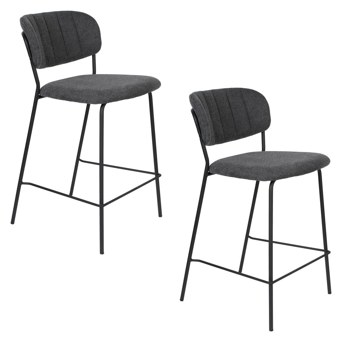 White Label Living Barkruk Jolien Zwart / Donkergrijs - KwaliteitWonen.nl