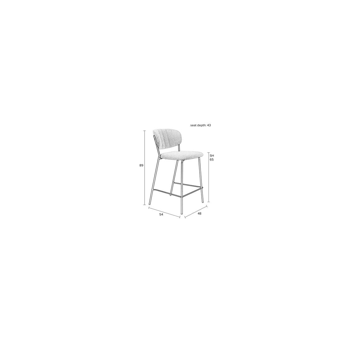 White Label Living Barkruk Jolien Zwart / Wit Boucle - KwaliteitWonen.nl