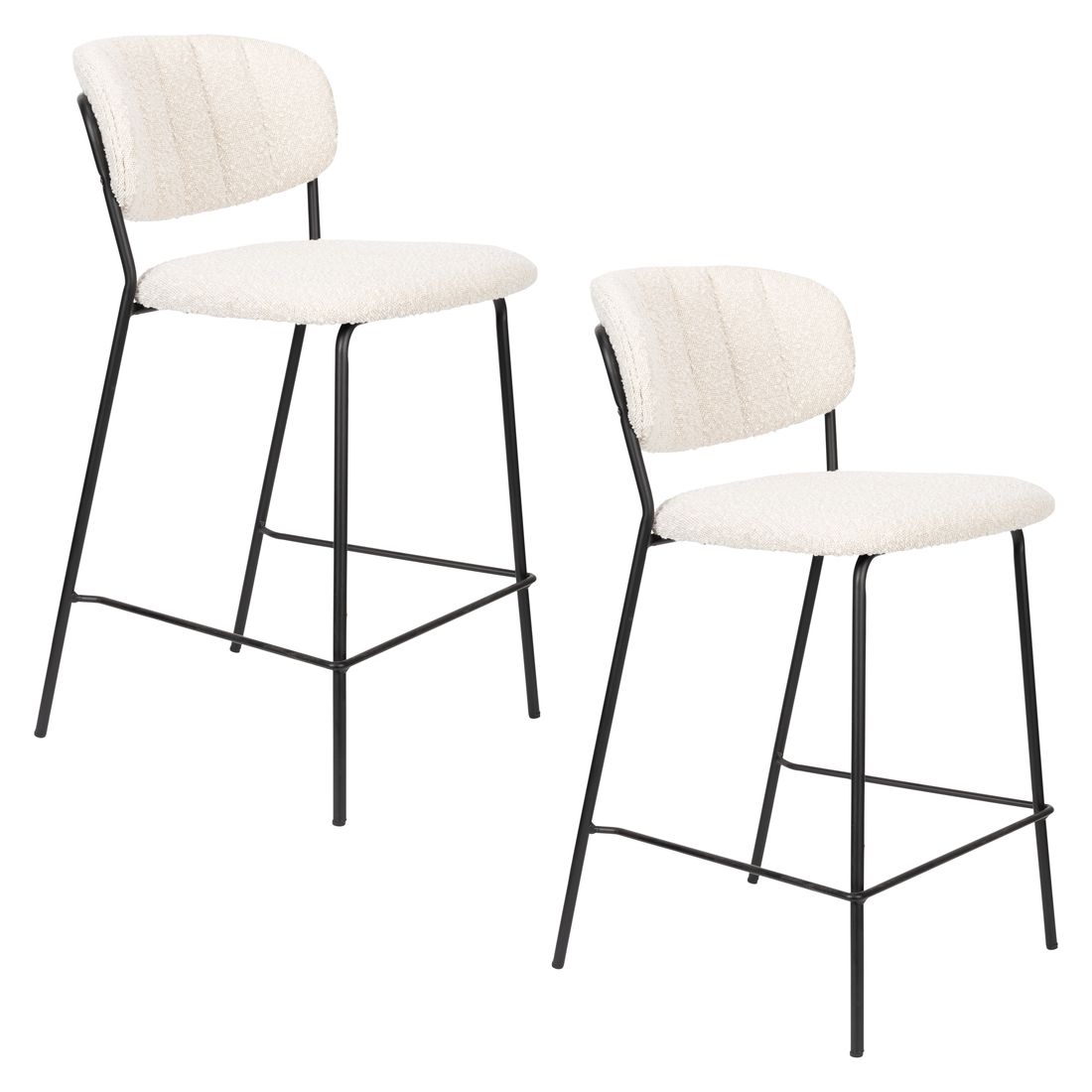 White Label Living Barkruk Jolien Zwart / Wit Boucle - KwaliteitWonen.nl