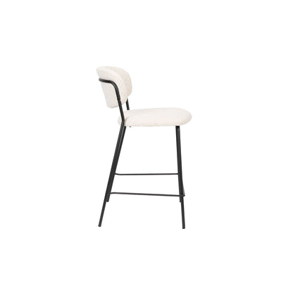White Label Living Barkruk Jolien Zwart / Wit Boucle - KwaliteitWonen.nl