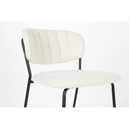 White Label Living Barkruk Jolien Zwart / Wit Boucle - KwaliteitWonen.nl